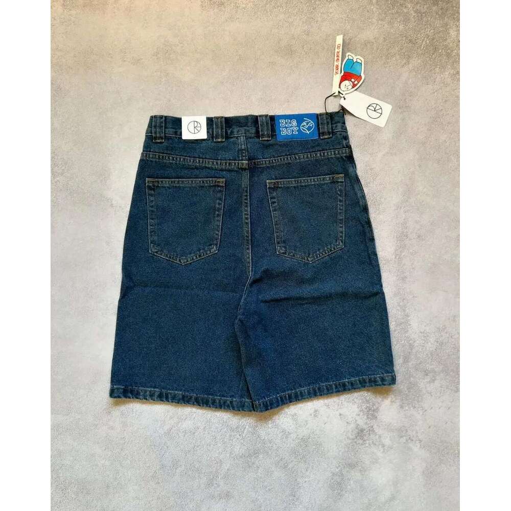 Haruku Y2k Polar Big Boy Dark Blue New Cartoon Embroidery Graphic Streetwear Baggy Jorts Gym Basketball Shorts Men