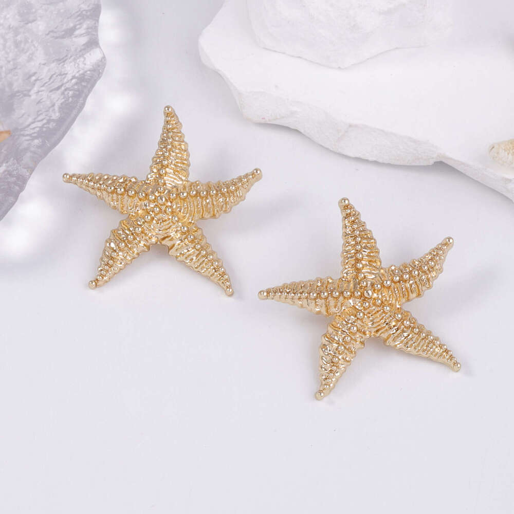Light Luxury Exquisite Textured Alloy Starfish Earrings - Summer Ocean Vacation Style for Women