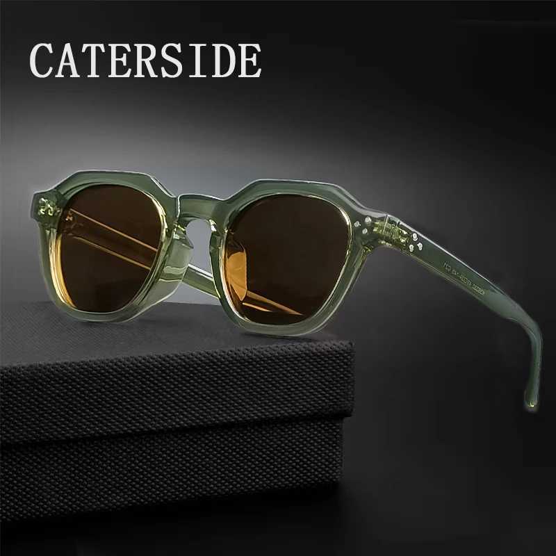 CATERSIDE Retro Polarized Sunglasses Men Ultralight TR90 Frame Polygon Women Sun Glasses Outdoor High Quality Travel EyewearC250411