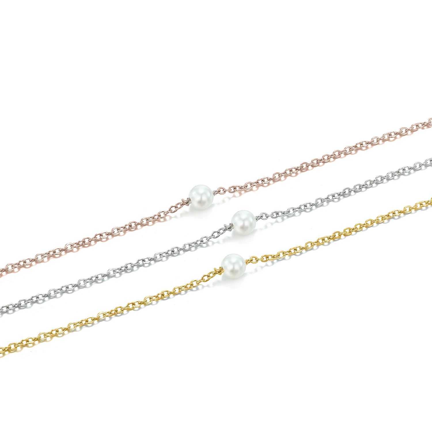 4MM Simulated-pearl Pendant Necklace for Women Dainty Stainless Steel Gold Color Necklace Women Z250331