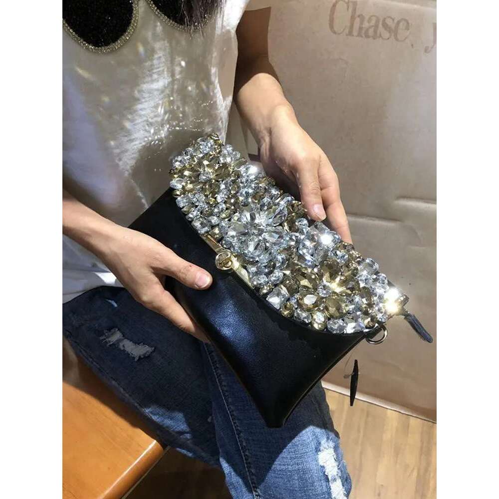 Women's Bags Cow Split Leather Clutch Women Shiny Dias Handbag Flap Crossbody Envelope Messenger Party Crystal Sg Shoulder Bag