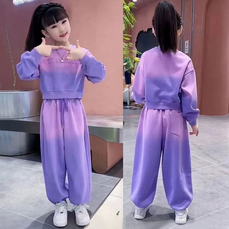 Autumn Youth Boys Clothing Set Childrens Girls Gradient Tshirt and Pants 2piece Top Fashion 250325z