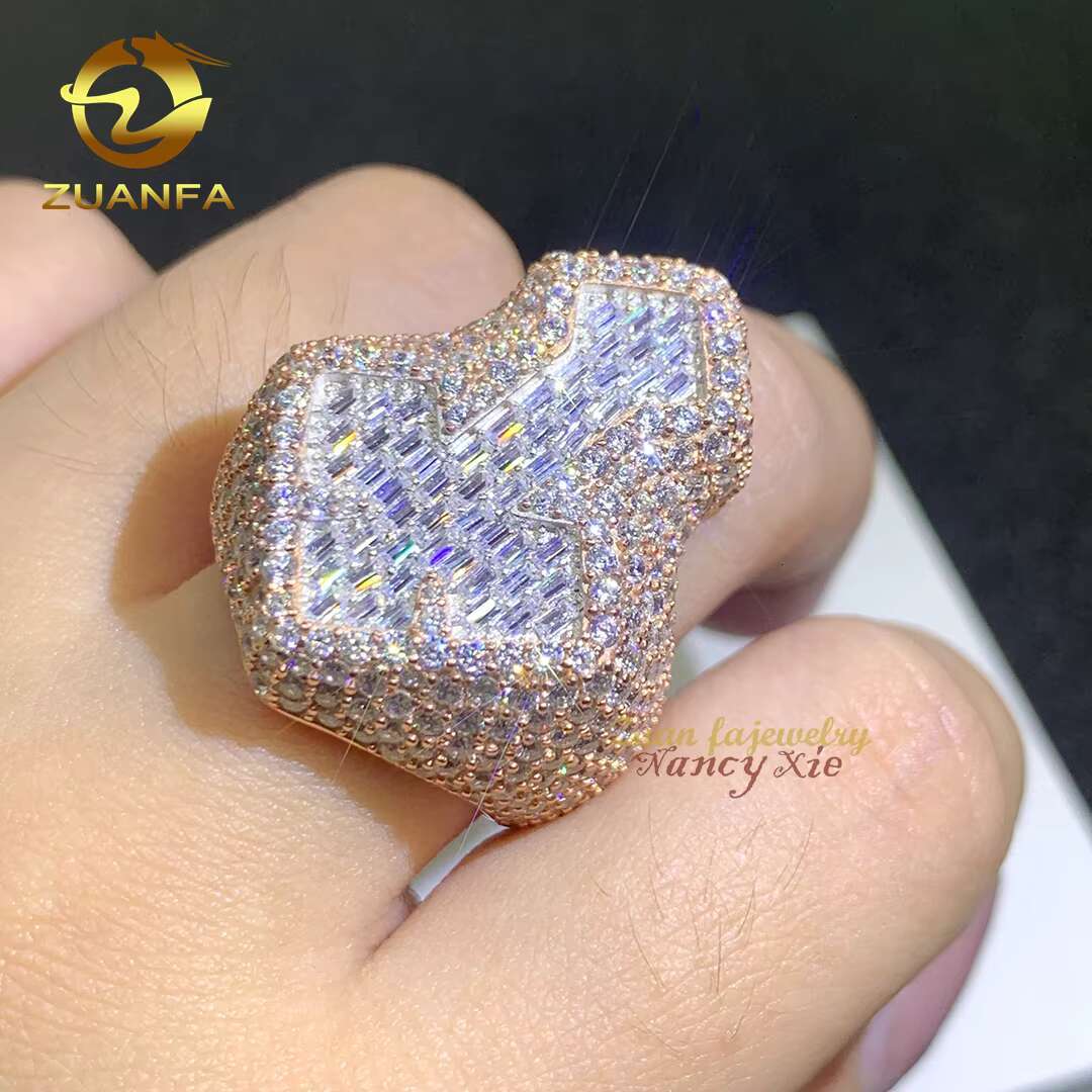 2 Color Cross Ring Hip Hop Jewelry S925 Vvs Moissanite Diamond Iced Out Ring for Men Women