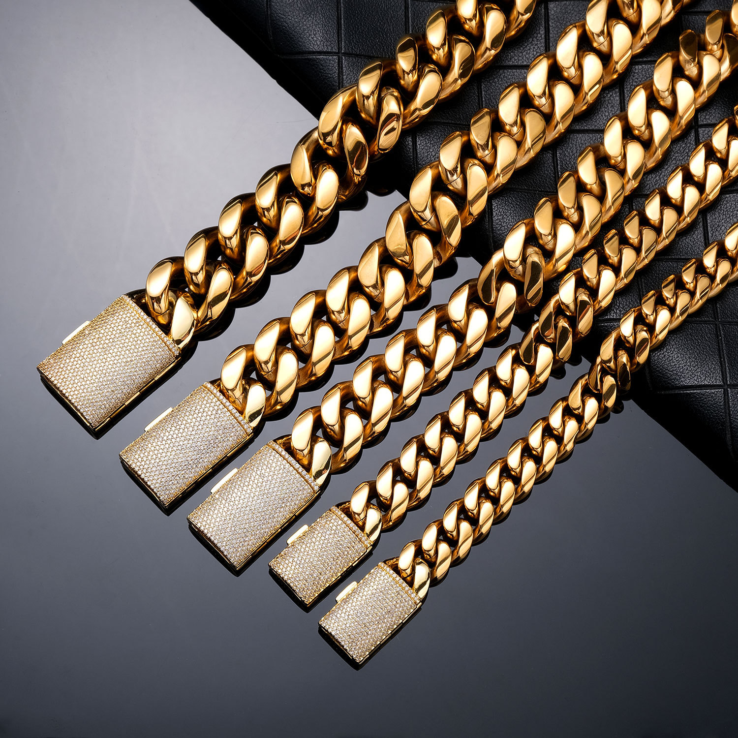 Cuban Chain Necklace for Men Gold Plated Hip Hop Jewelry Multiple Sizes Free Shipping