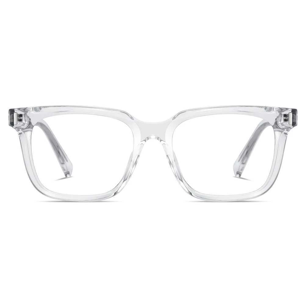 New Arrival Kachawoo Anti Blue Light Glasses TR90 Acetate Mens Square Glasses Frame Suitable for Female Trends Koren Style Neutral Transparent Grey Z2