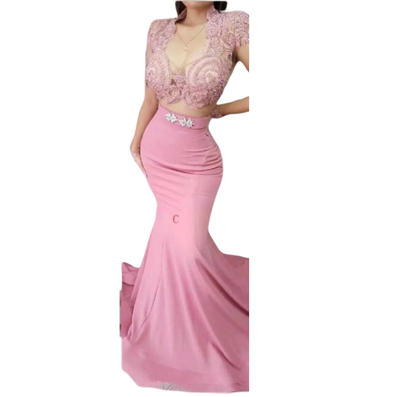 3 Styles Pink Mermaid Bridesmaid Dresses Lace Appliques Long Satin Wedding Guest Gowns Illusion Sleeve Stylish Prom Party Dress 2025
