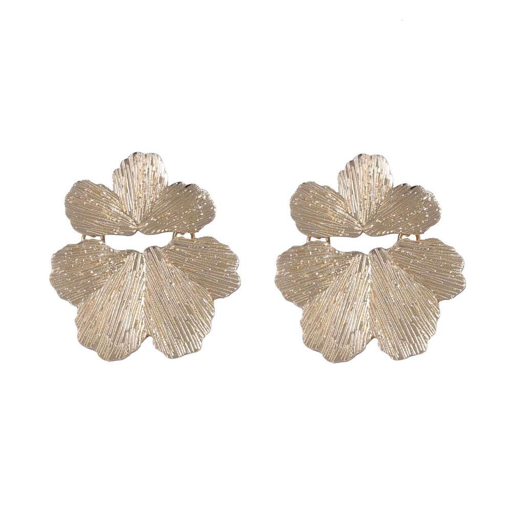 Unique Textured Flower Dangle EarringsArtistic Bold Yet Versatile Women Statement Earrings