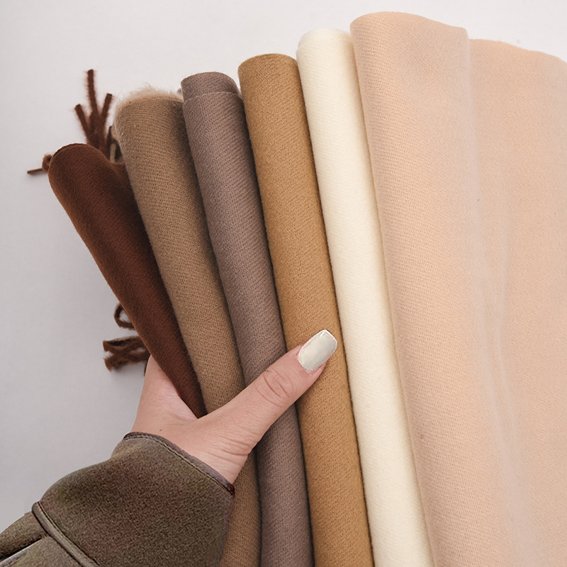 K274 Autumn and winter new solid color scarf for women simple and versatile imitation cashmere scarf sweet tassel shawl neck scarf red scarf