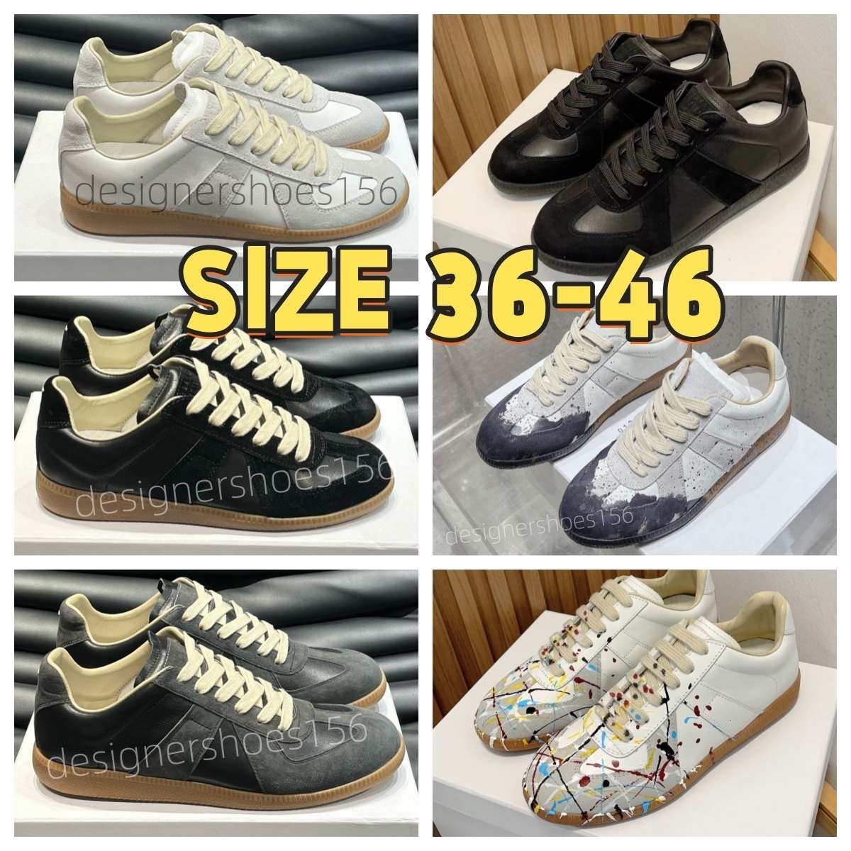 Men Designer Shoes Women Sneakers Maison Replica mm6 Margelas GATs German Army Trainer Black Gum Cloud Paint White Grey Beige Nude Brown Couple Casual Sports Shoes