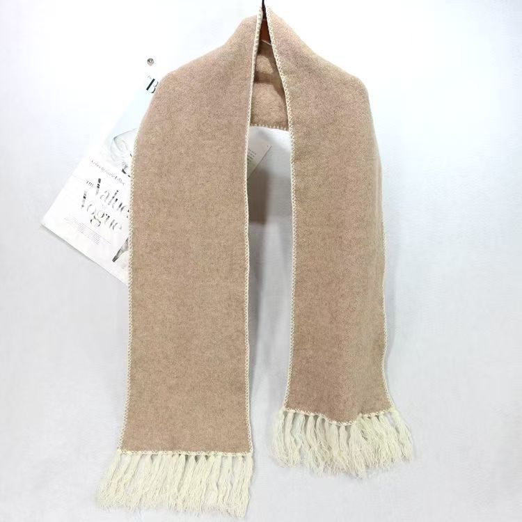 T382 tassel scarf women's outer wear knitted fashion long warm neck scarf autumn and winter wool