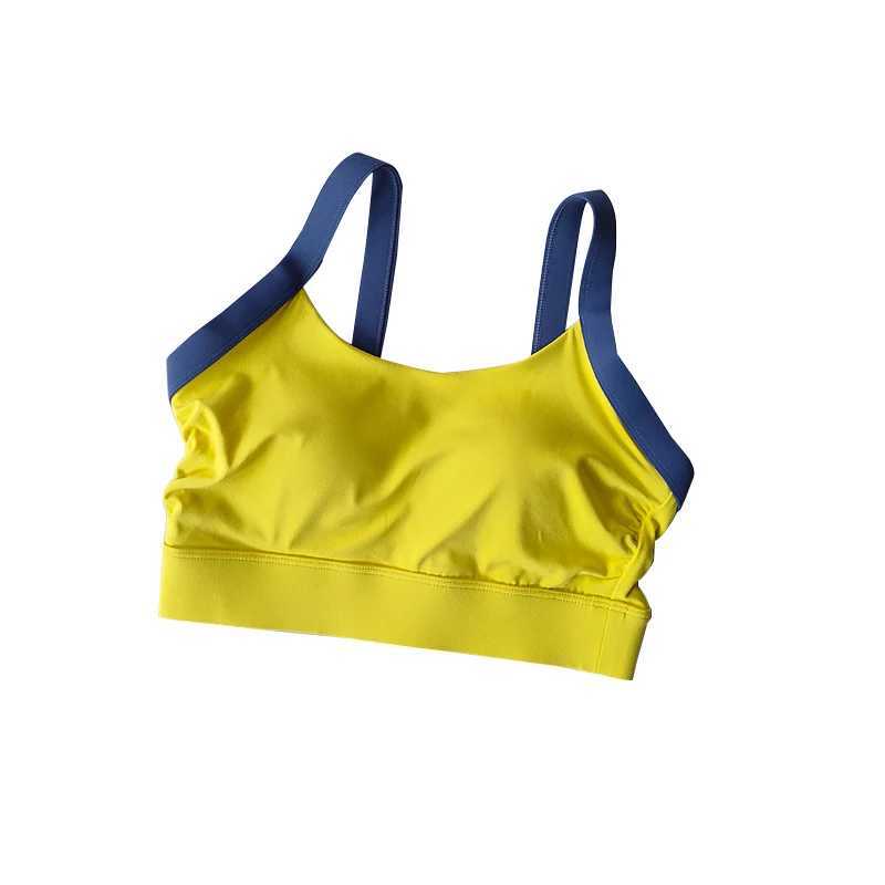 Color blocked cross back integrated cup sports bra high-strength shock-absorbing bag side chest fitness bra yoga vestXJ250331