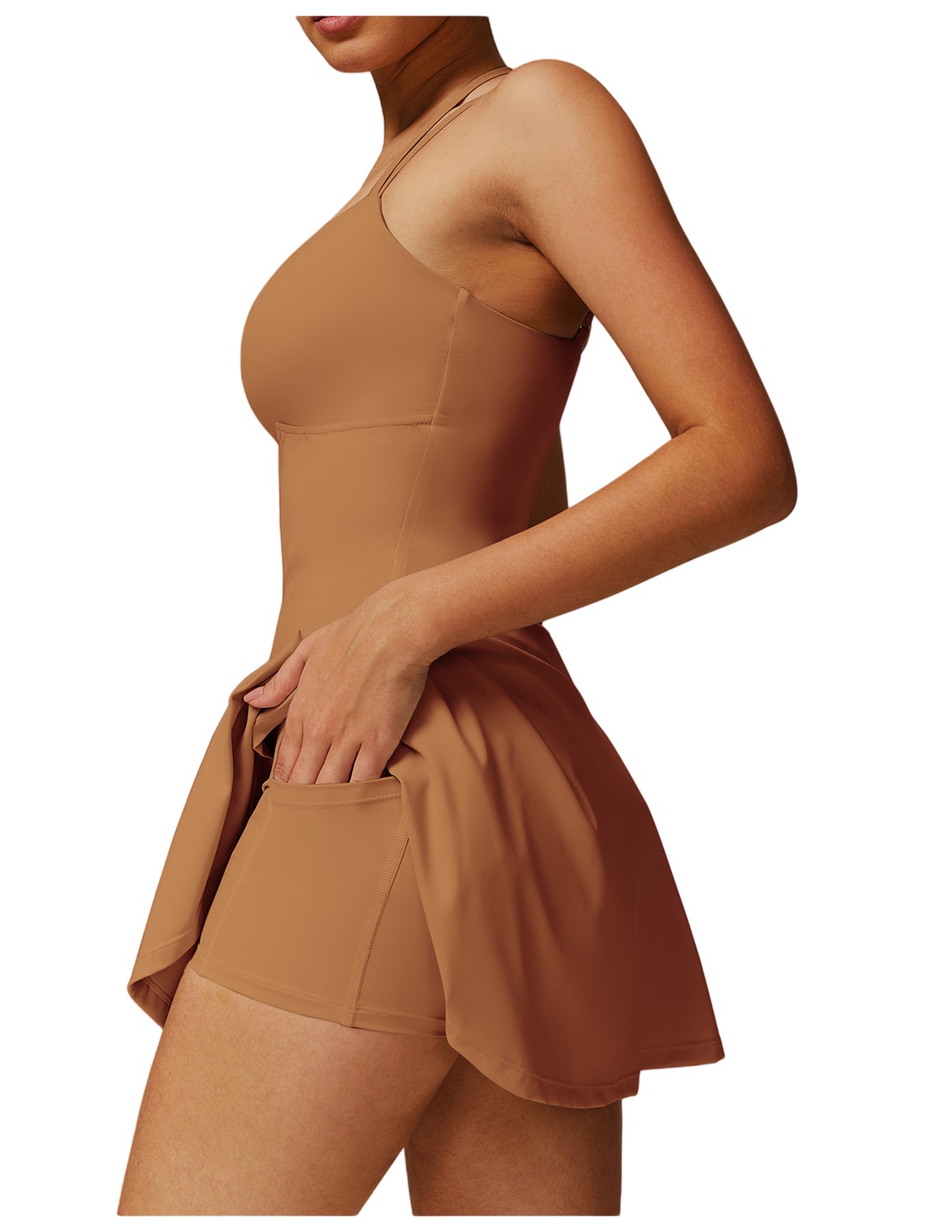 2025--Women's pocket bottom A-line short skirt Adjustable camisole dress Running sports tennis skirt