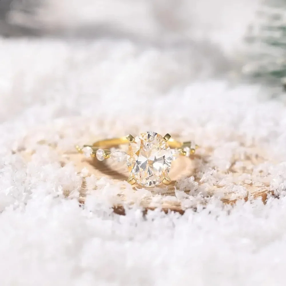 Trumium 925 sterling silver ring with oval cut cubic zirconia engagement ring promises free engraving for women 250328