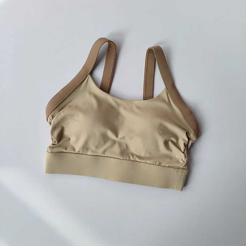 Color blocked cross back integrated cup sports bra high-strength shock-absorbing bag side chest fitness bra yoga vestXJ250331