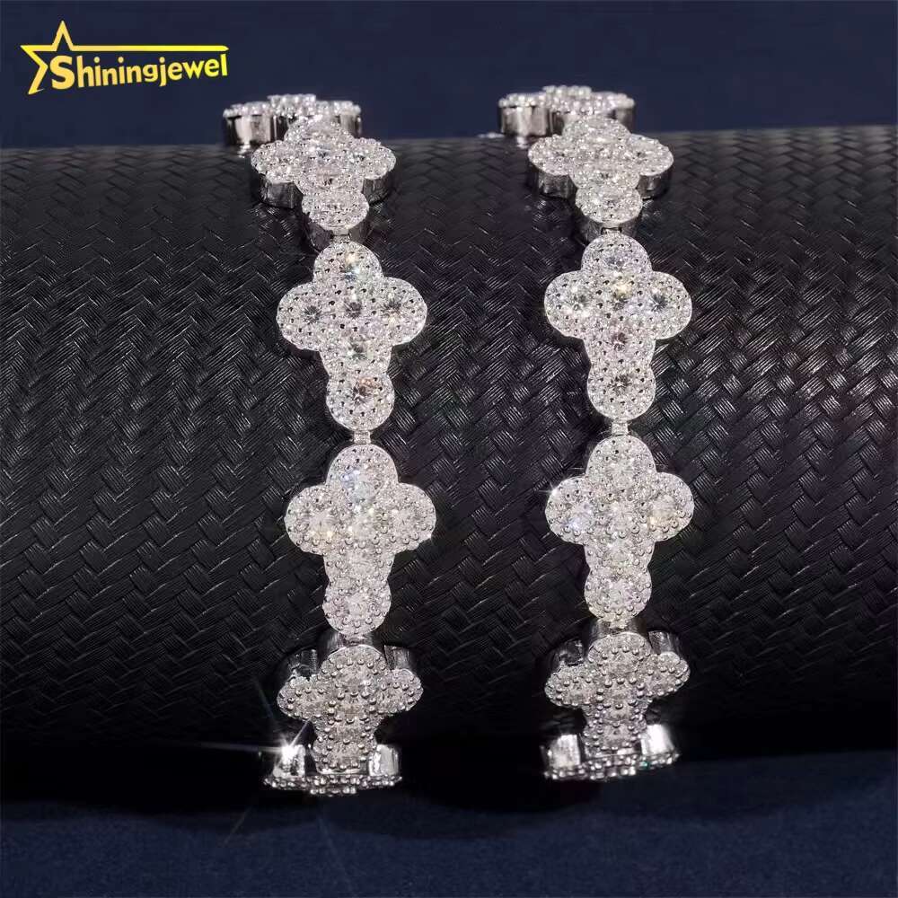 GRA Certificate Iced Out Custotm VVS Moissanite Diamond 925 Silver Hip Hop Jewelry Cross Bracelet Cuban Link Chain Necklace