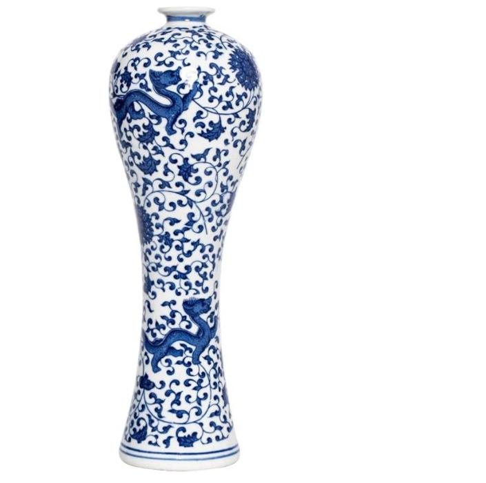 13" China Ceramic Vase Blue and White Porcelain Chinese Handmade Decorative Flower Vase for Living Room Home Decor Office Table Centerpiece
