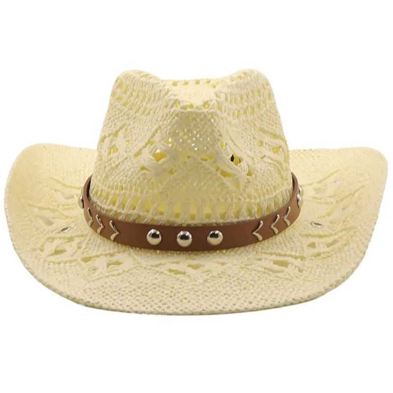 Straw Cowboy Hat Mens Wens Vintage Western Straw Cowgirl Hat Summer Sun hat BeachC250331