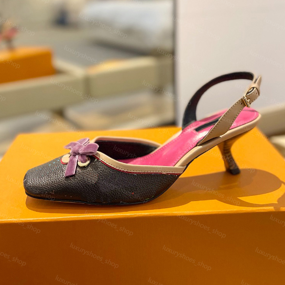 Designer Heel Revival Heel Denim Blue Pink White Sandal Slingback Women Letter jacquard weave slides Sandals Classic Mules 6AM Mule women's luxury evening shoe