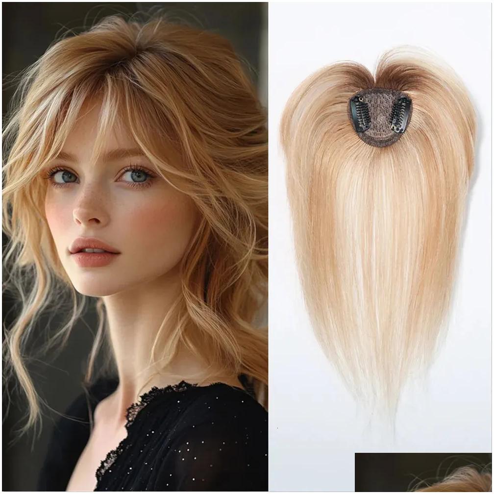 Synthetic Wigs Human Hair Topper With Bangs For Women 3D Wispy Air 100 Remy Loss Natural Appearance 10 Inches 250327 Drop Delivery Pro Ot1Uf