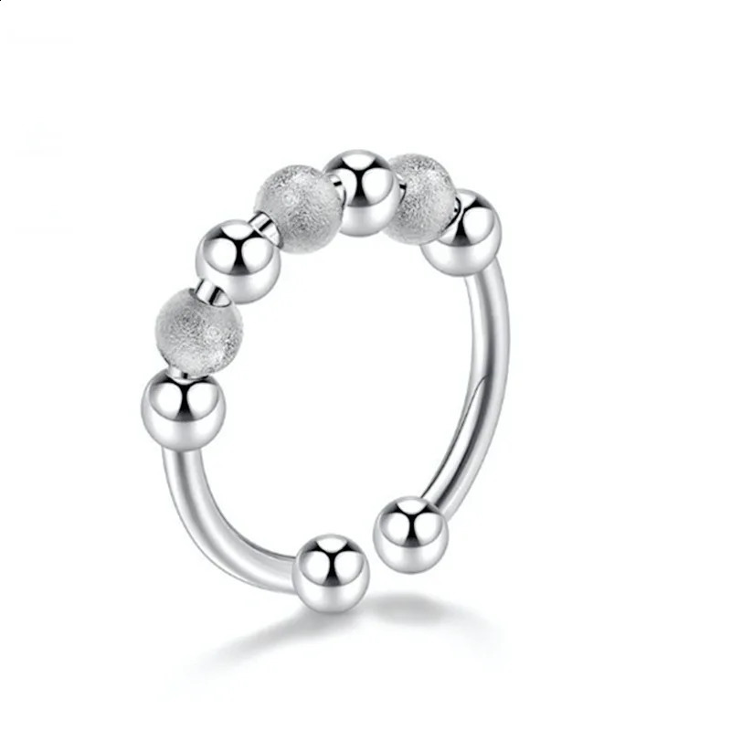 Punk Anxiety Ring Mens Spiral Fidget Bead Beautiful Trend Jewelry Rotating Pressure Free Stainless Steel Gift 250326