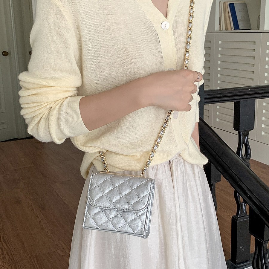Mini Canvas Denim Bag Designer Ringer Clamshell Crossbody Bag Small Square Bag Fashion Chain Women's Bag