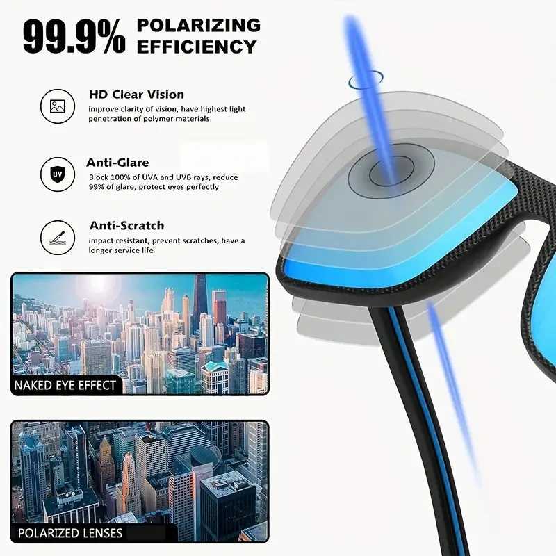 Square Polarized Sunglasses for Men and Women Lightweight Frame Sun Glasses with UV ProtectionC250411