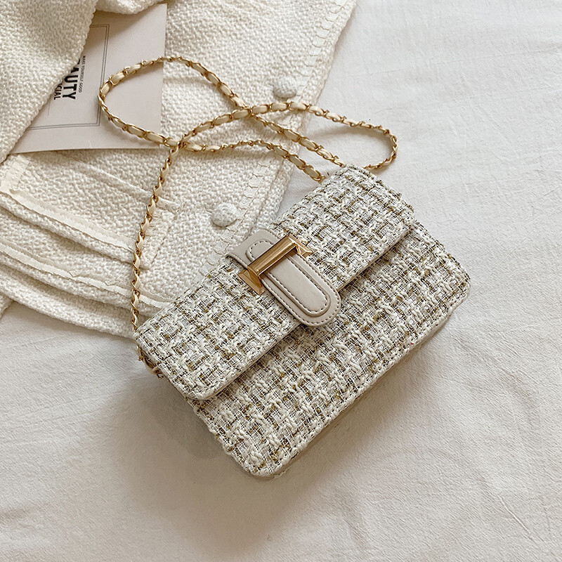 2025S New Model Texture Spring New Trendy Korean Edition Woven Grid Small Square Fashion Women S Single Shoulder Crossbody Bag