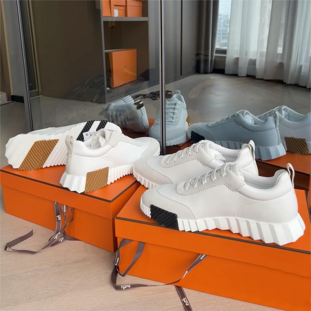 Designer Bouncing Series Sneakers Suede Leather Casual Men Women Trainers Patchwork Mesh Running Shoes Goatskin Breathable Outdoor Sneakers