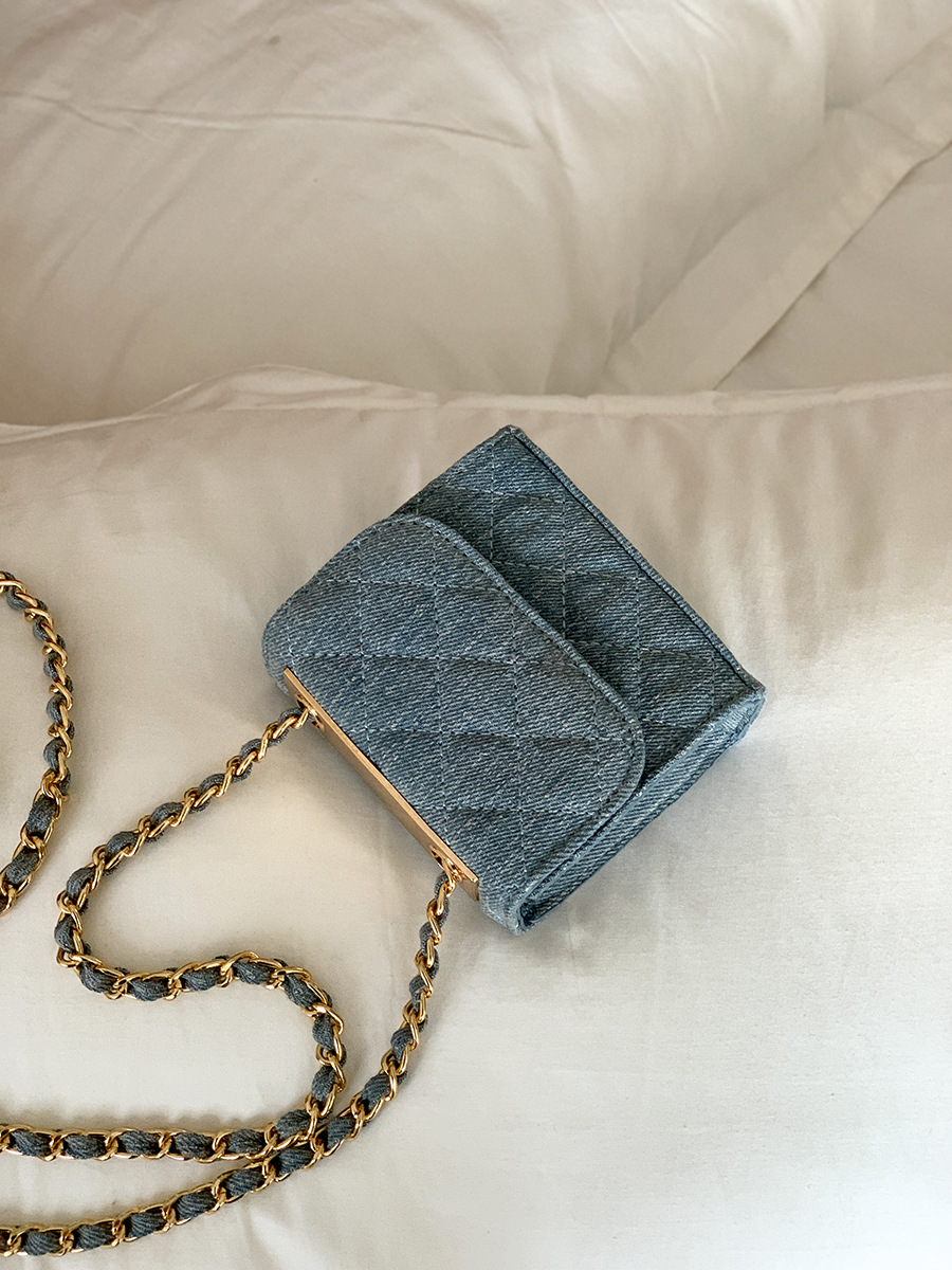 Mini Canvas Denim Bag Designer Ringer Clamshell Crossbody Bag Small Square Bag Fashion Chain Women's Bag