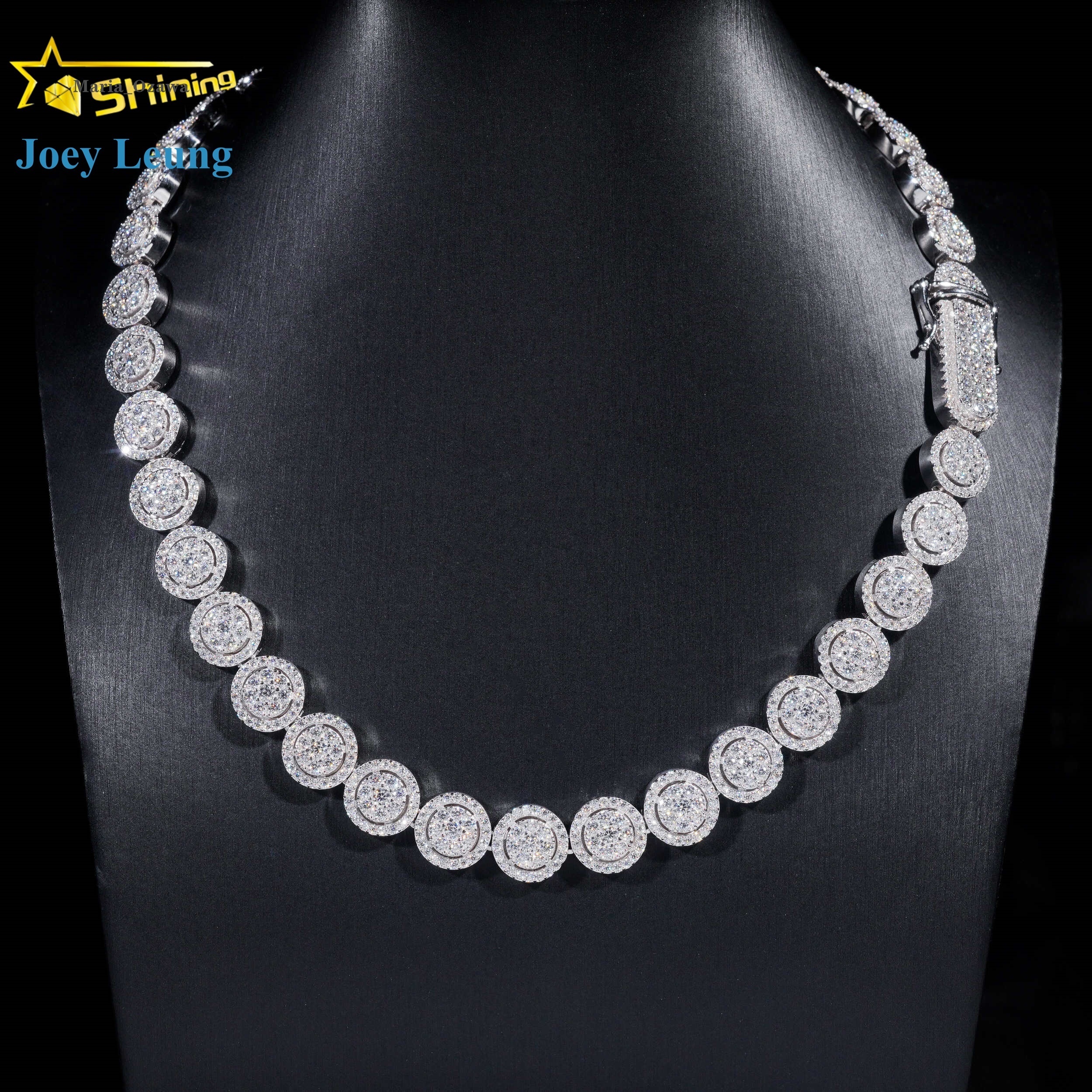 Rapper Hip Hop Jewelry 925 Silver Gold Plated 13MM Iced Out VVS D Color Moissanie Cuban Link Chain Cluster Tennis Chain