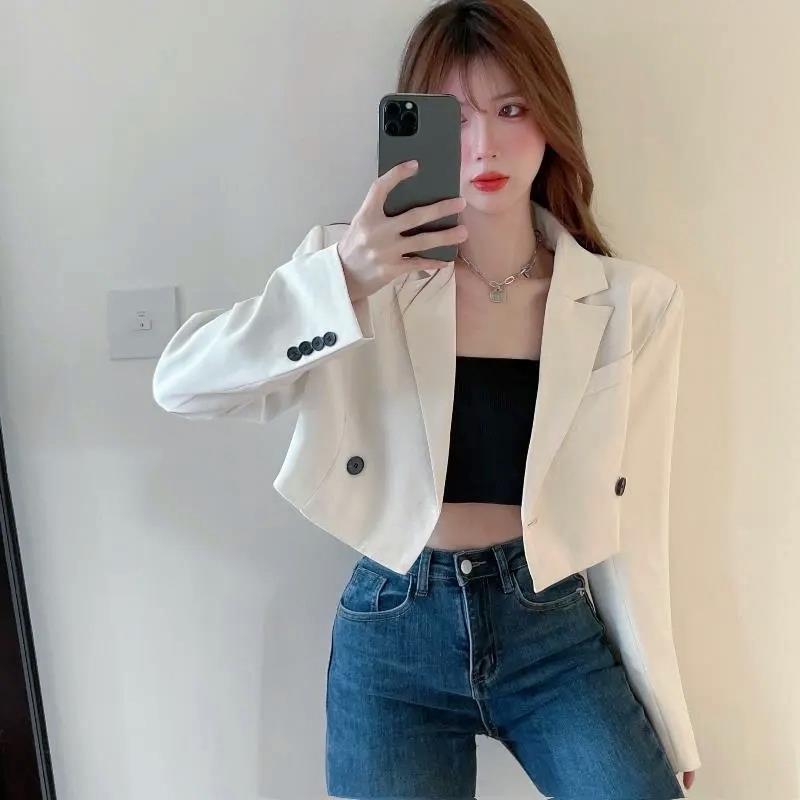 H330Chic Women's Blouses for Students - Trendy Short Suit Tops Ideal for Spring and Fall Seasons