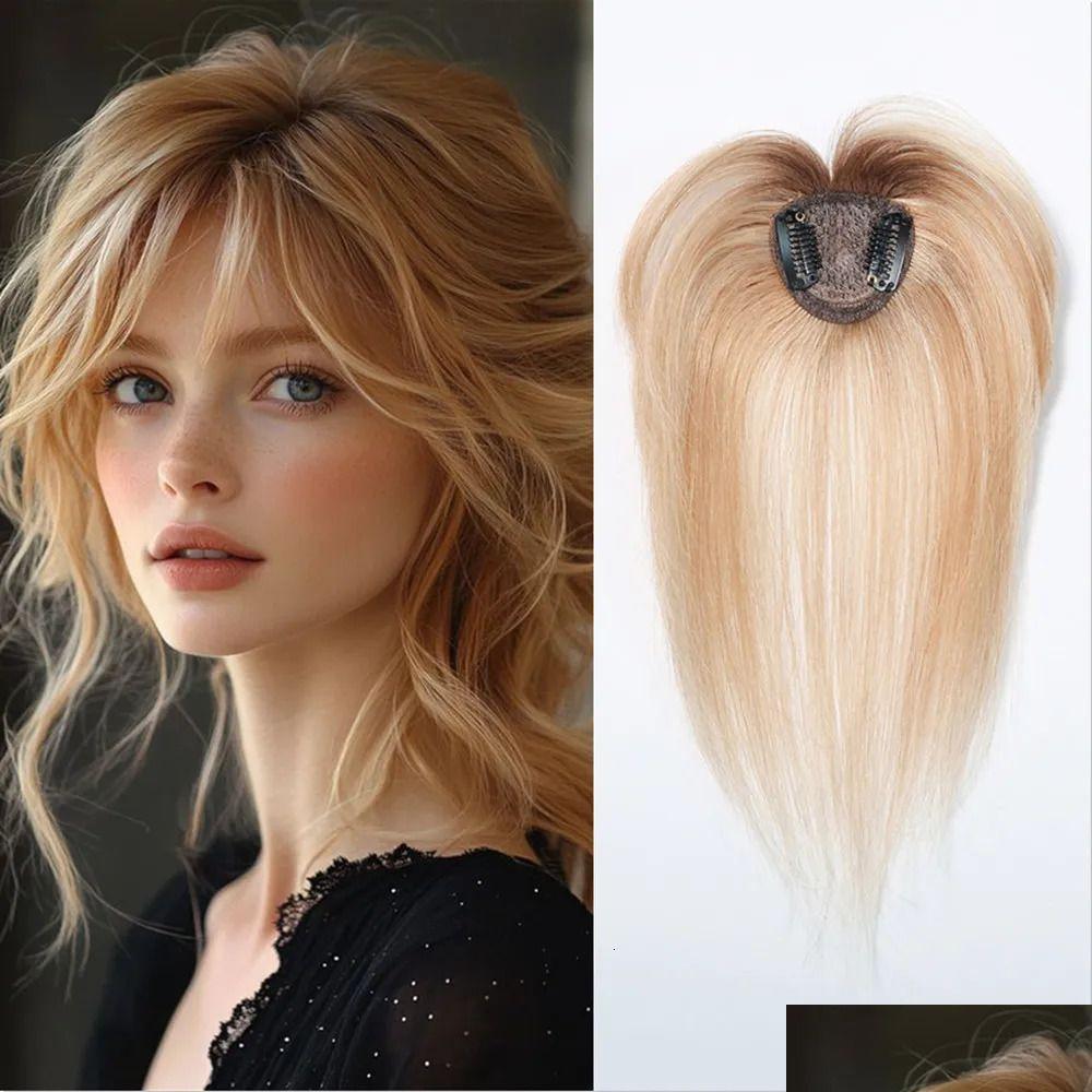 Synthetic Wigs Human Hair Topper With Bangs For Women 3D Wispy Air 100 Remy Loss Natural Appearance 10 Inches 250327 Drop Delivery Pro Ot1Uf