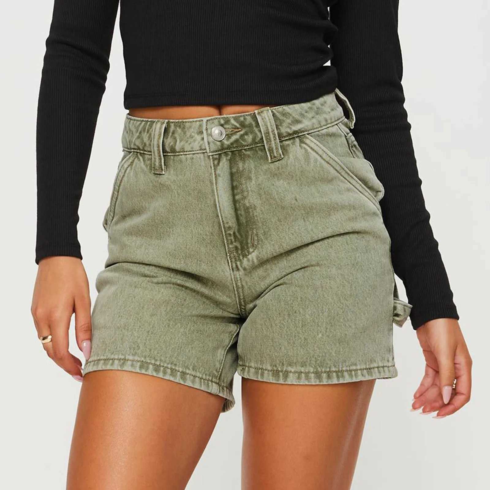 Vintage Women Jean Shorts High Waist Casual Denim Shorts With Pockets Summer Straight Pants Pantnes Y2k Girls StrtwearC250327