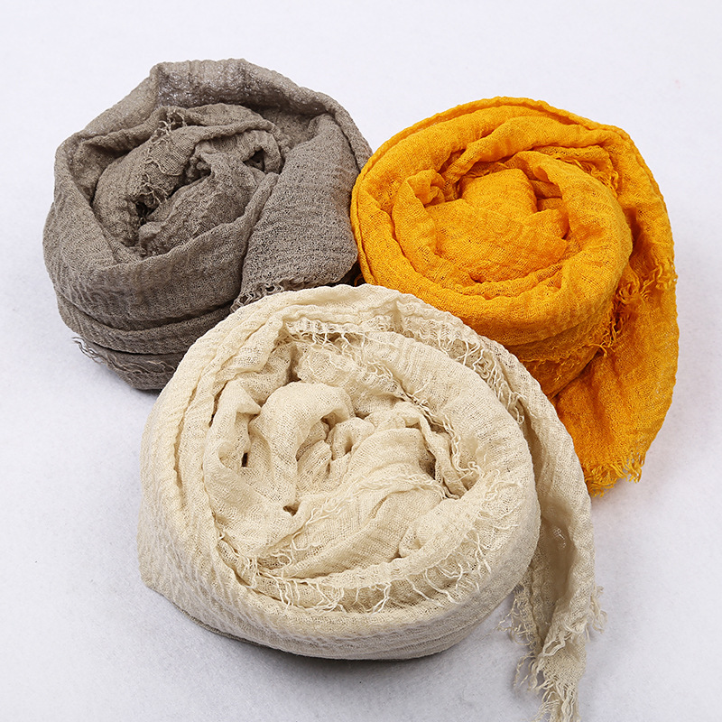 K270 Pure color Bali yarn scarf tablecloth cross-border hot-selling ethnic fur edge yarn scarf new foreign trade single color headscarf