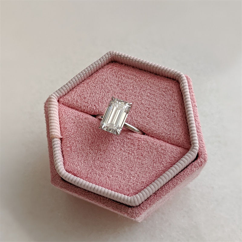 Jewelry 2.5 Carat E VS1 Lab Grown Diamond Elongated Emerald Cut Solitaire Ring For Women 14K White Gold Womens Engagement Ring Anniversary Wedding Rin