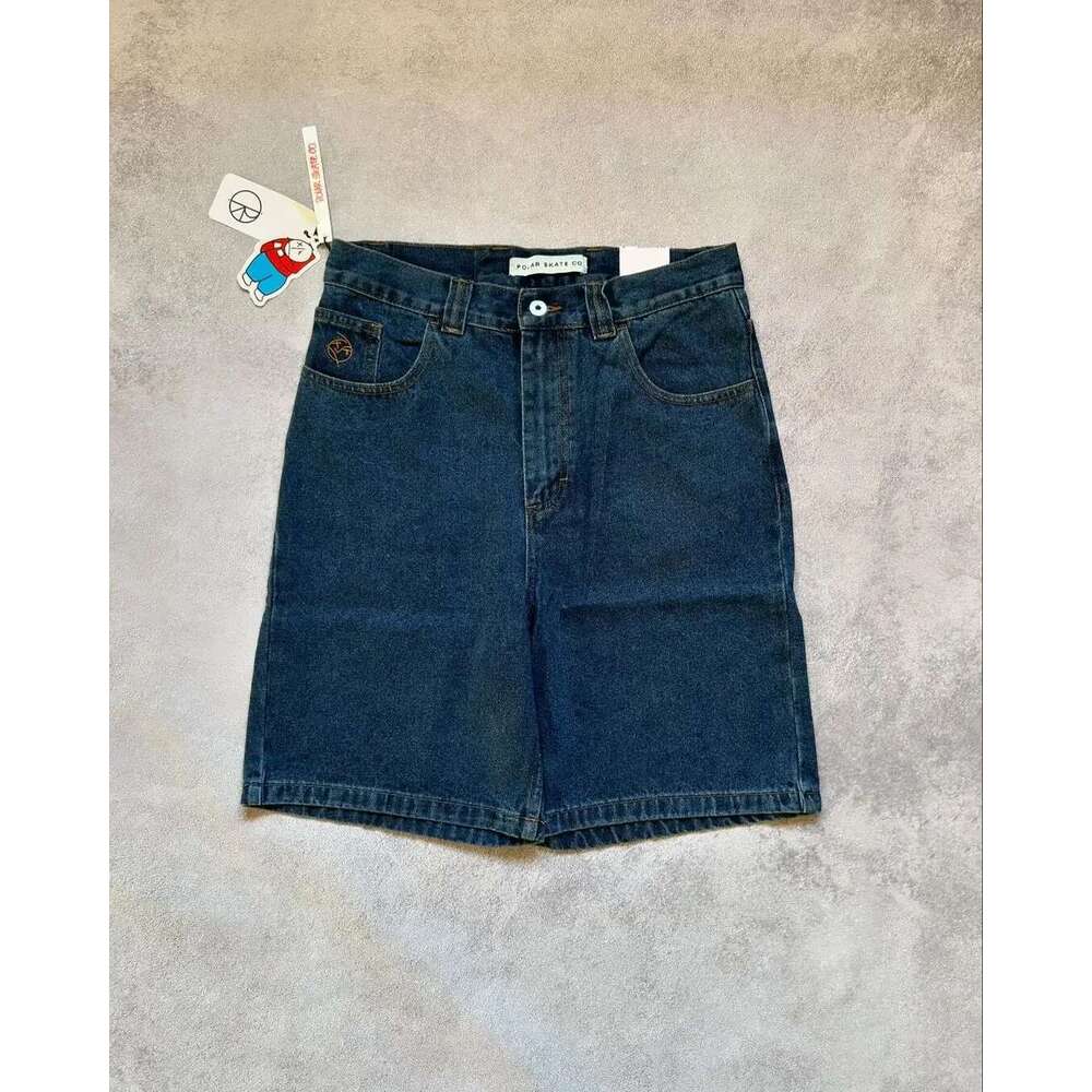 Haruku Y2k Polar Big Boy Dark Blue New Cartoon Embroidery Graphic Streetwear Baggy Jorts Gym Basketball Shorts Men