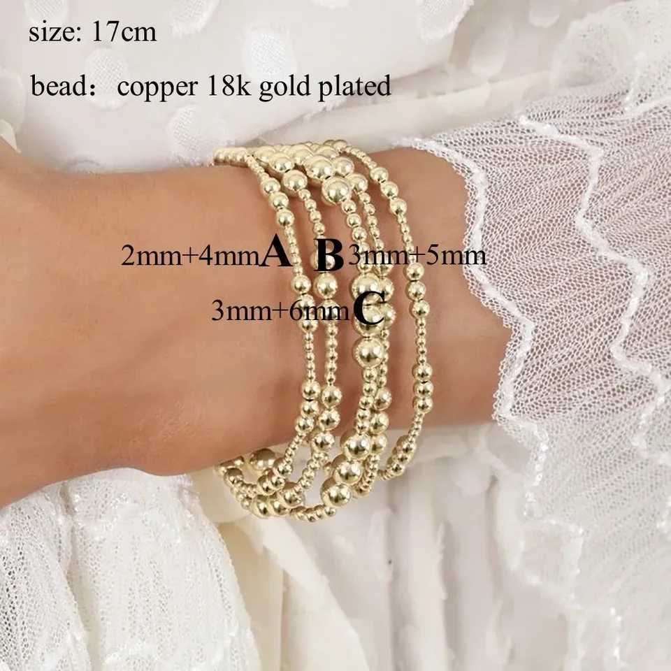 KKBEAD 18K gold-plated bracelet bead bracelet suitable for womens waterproof jewelry elastic Pulseras unprinted women W250331