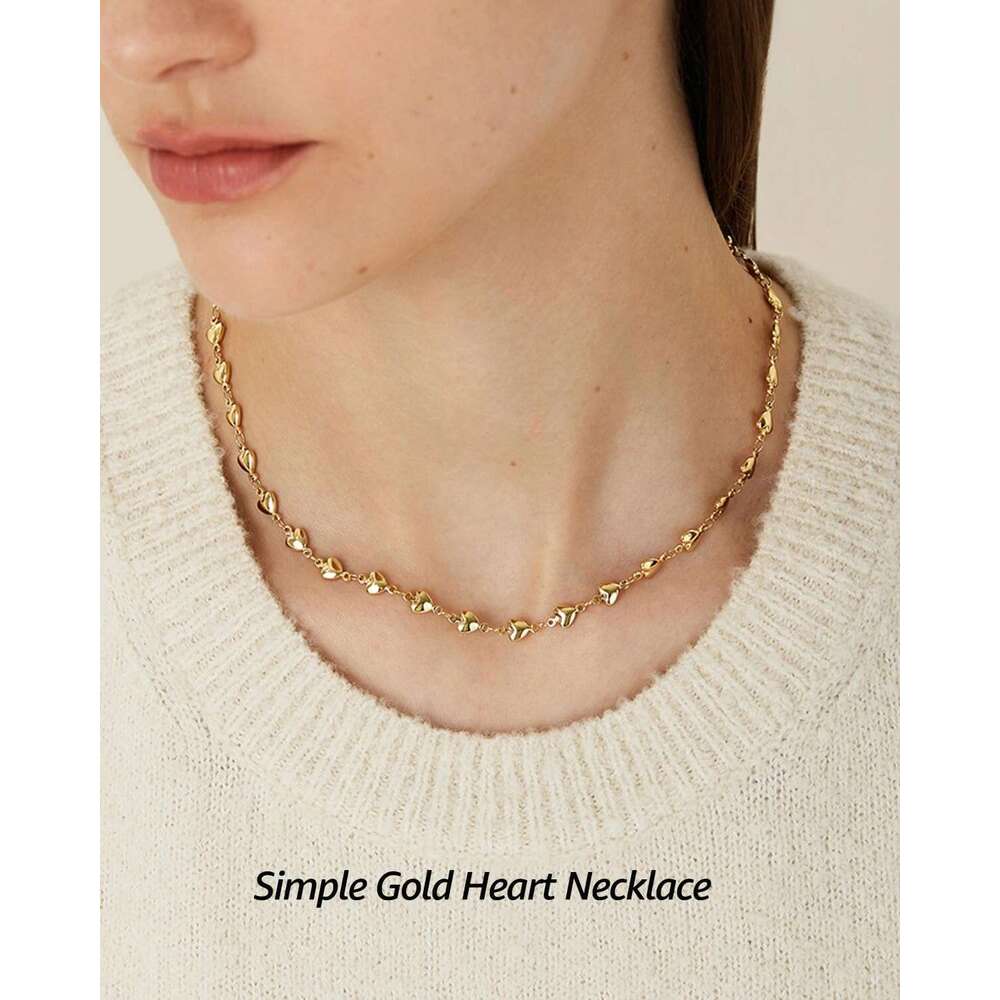 Small for Women - Gold Plated Heart Choker Necklace