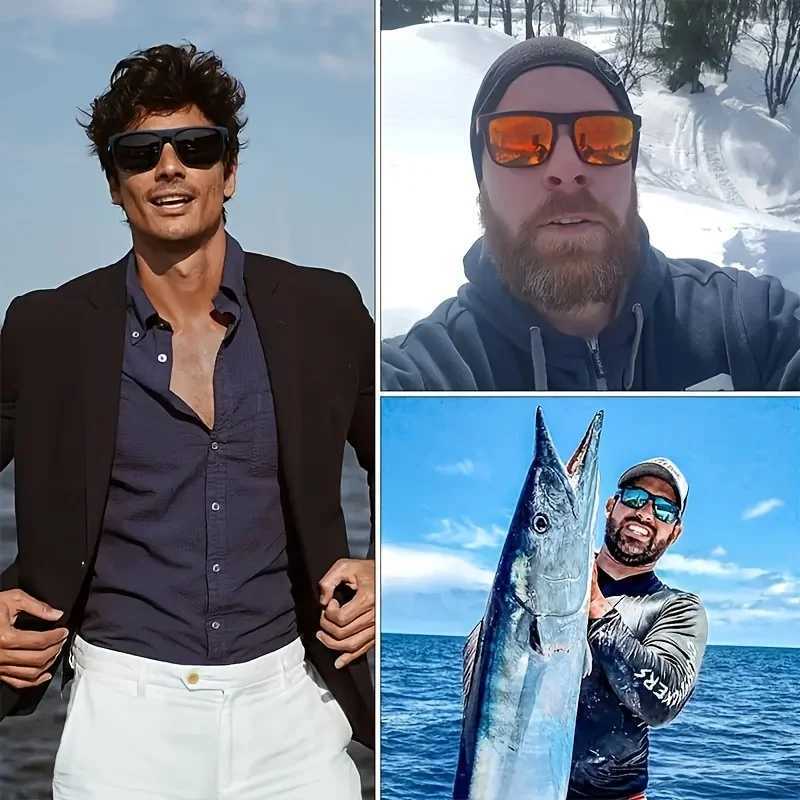 2pcs Square Polarized Sunglasses Anti-Glare Sunglasses for Summer Party Vacation Travel Driving Fishing W250709
