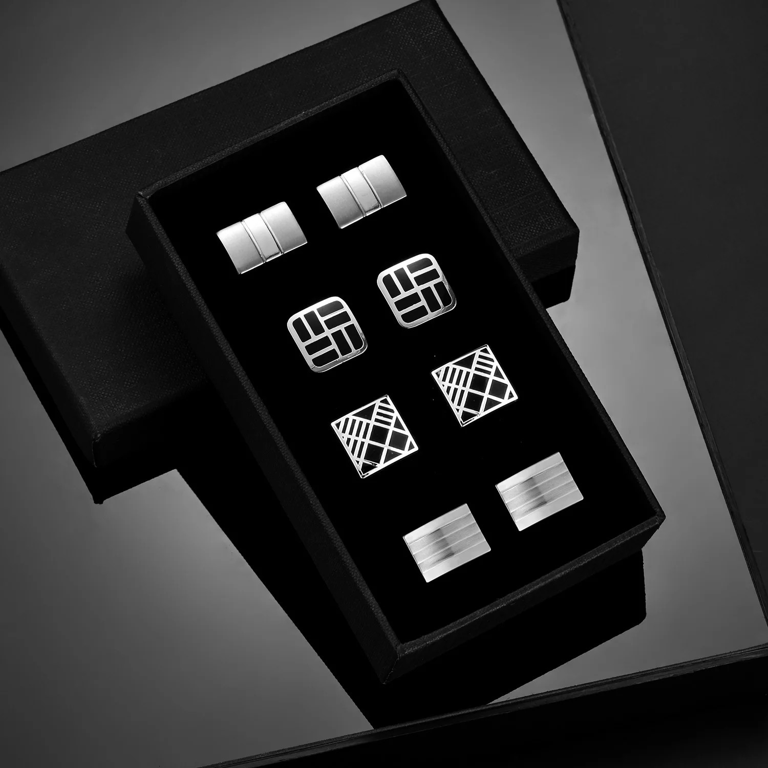 4 Pairs Cufflinks Set CuffLinks For Mens Wedding Souvenirs Groomsmen Gift Man Shirt Cufflink With Box Jewelry Tie Clips 250327