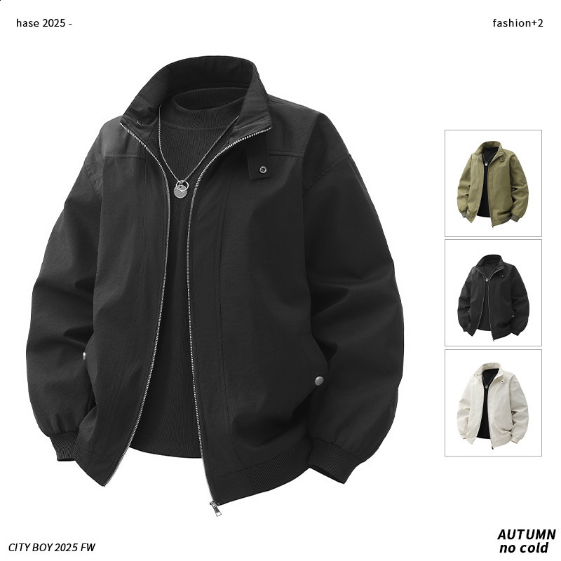 Mens new mens jacket trendy brand casual workwear stand collar pilot jacket plus mens jacket - view 3