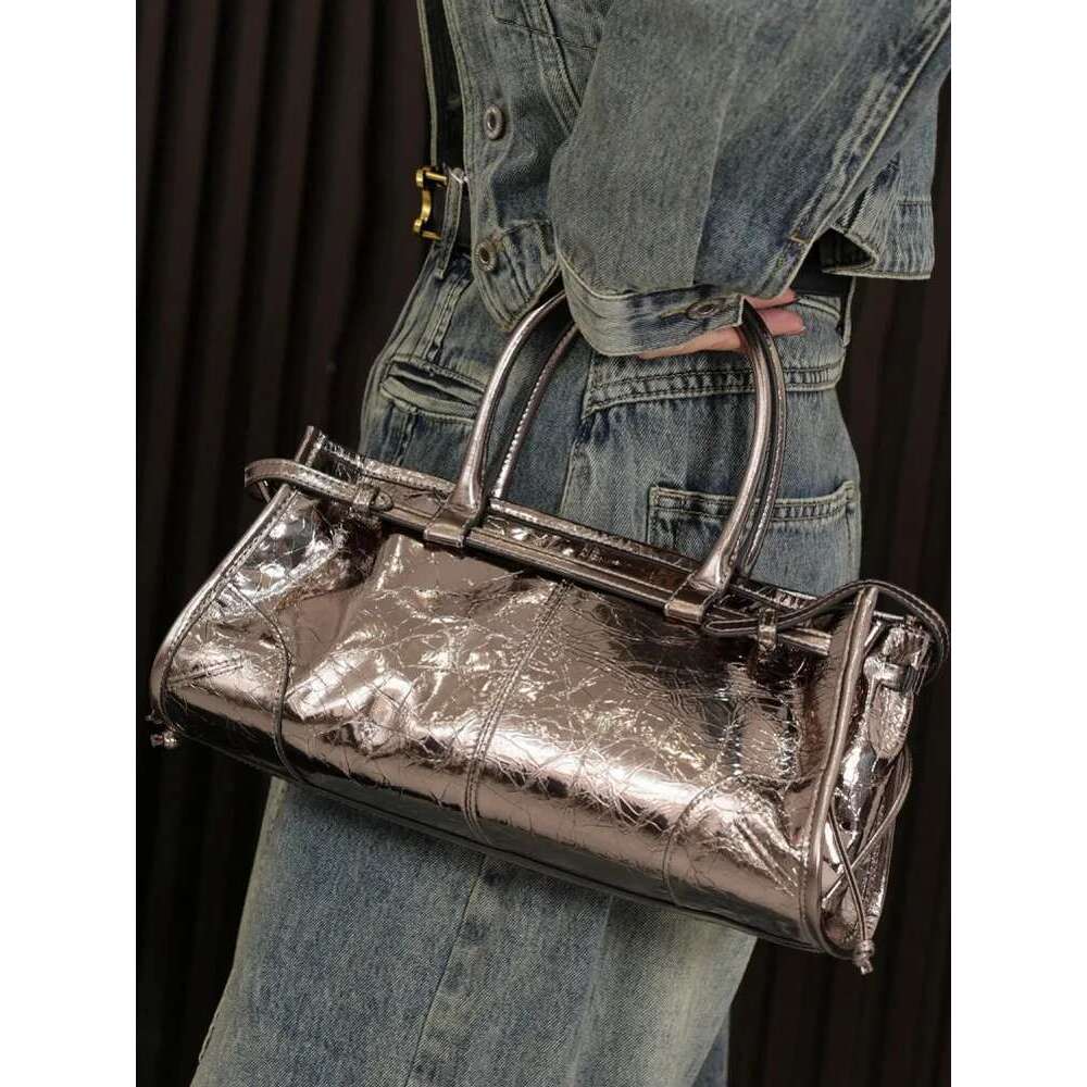 Women's Bags Women Oil Wax Cow Split Leather Moto Biker Shoulder Bag Designer Ladies Totes Handbag Casual Strap Crossbody Bags Solid Colors