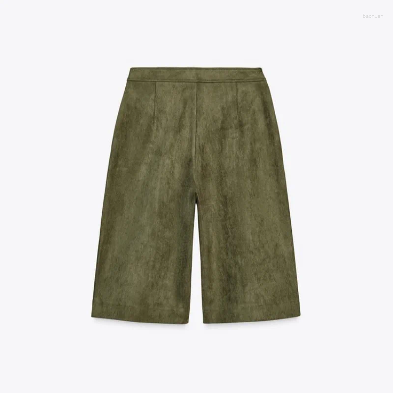 Lanjia- Women's Jackets Brown Green Suede Jacket Women Lapel Zipper Long Sleeve Pockets Bomber Coat 2025 Spring Autumn Lady Loose Motorcycle 150F