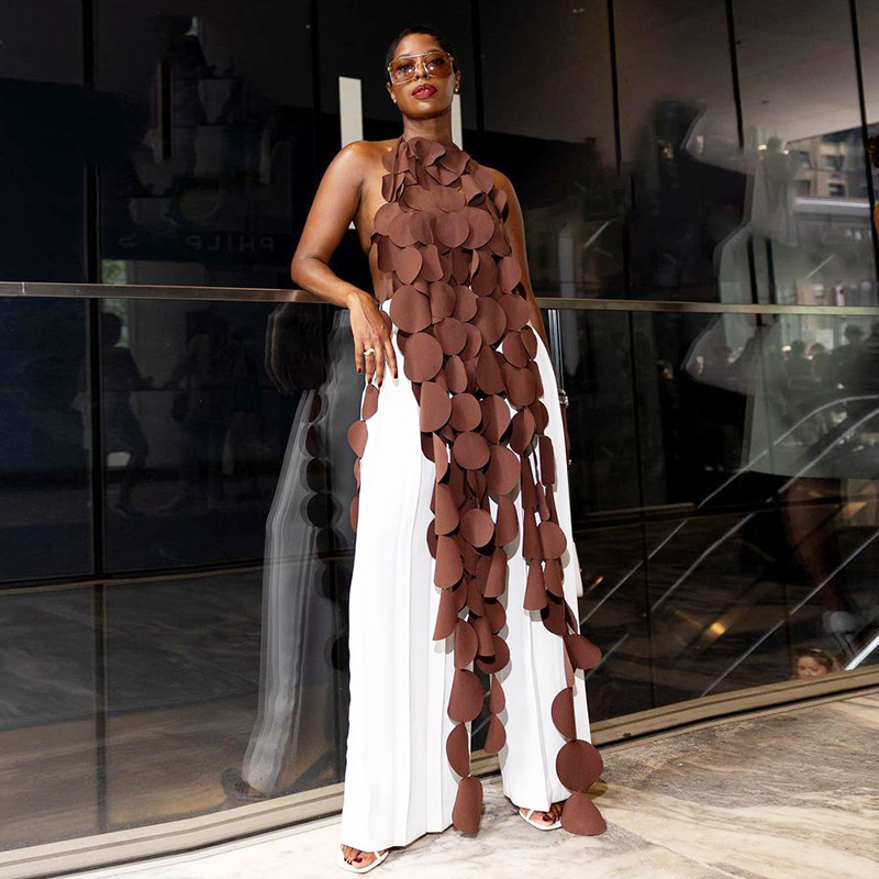 Women's Tanks & Camis Patchwork Dot Dresses For Women Halter Sleeveless High Waist Sexy Solid Chic Irregular Dress Female Fashion Clothes