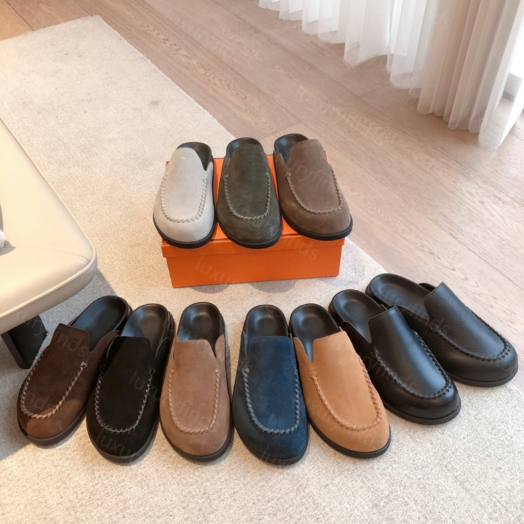 Go Mule Suede Women Man Designer Mules 100% Real Leather Size 35-45 Luxury Slippers summer Top quality half slippers slip on Slider Platform Breathable design Classics