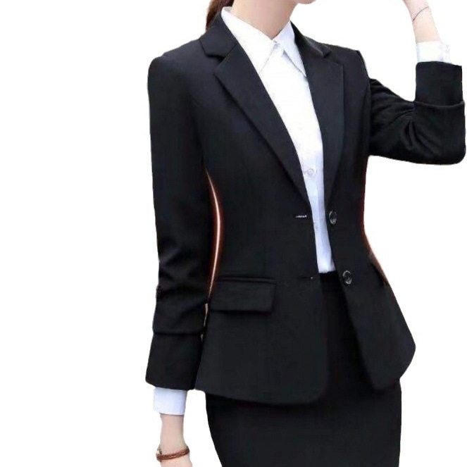 S3302Chic Professional Suit Coat for Women Ideal for Spring & Fall, Interview Ready Style