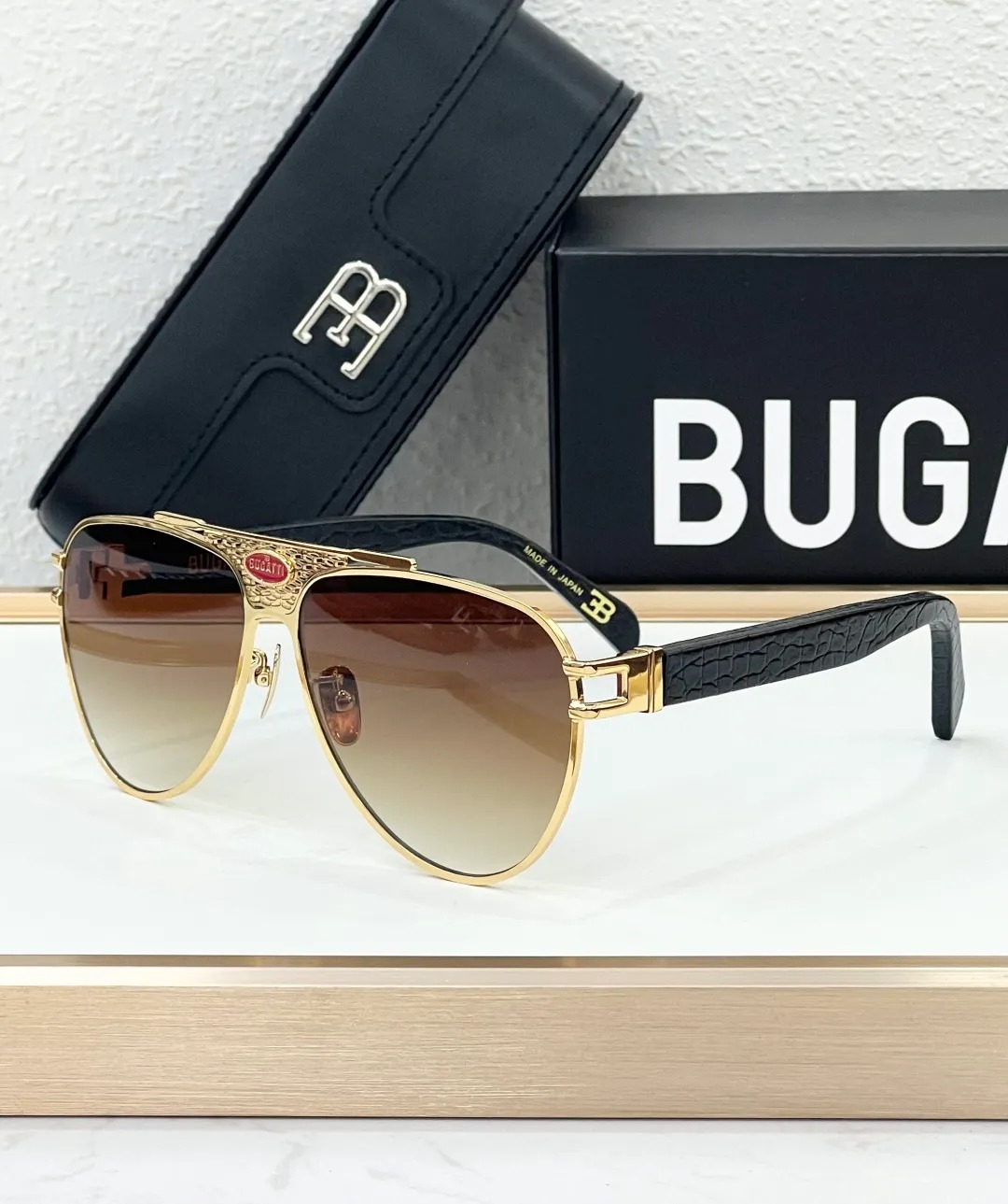BUGATTI Designer sun glasses fashion metal frame sunglasses suitable for men and women sunglasses outdoor travel sunshade anti glare SIZE 63-15-147