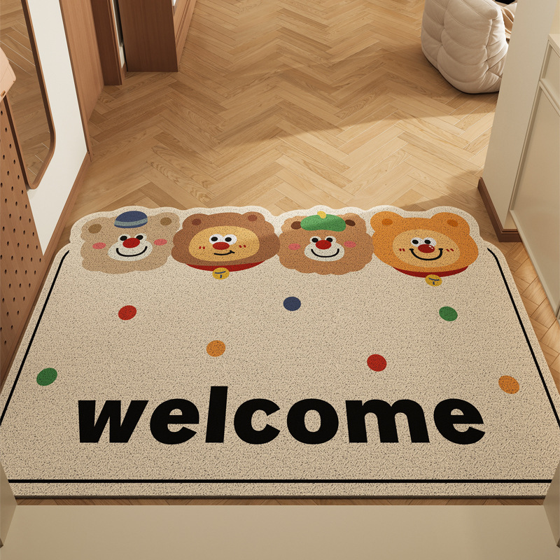 Entrance Door Floor Mat Cartoon Cute Non-slip Wear-resistant Dirt-resistant Silk Ring Floor Mat Home Scraping Mud and Soil Porch Foot Mat