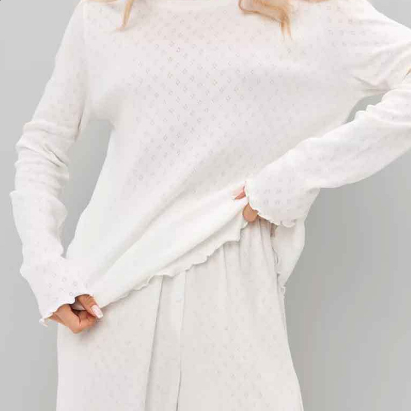 Pajamas for women in spring and autumn thin fashion pure cotton home clothes new long sleeved and long pants set 210907