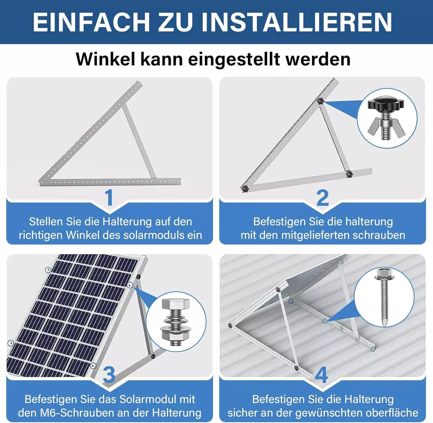 PV Solar Module Bracket Solar Panel Stand Up Up to 104cm Flat Roof DHL